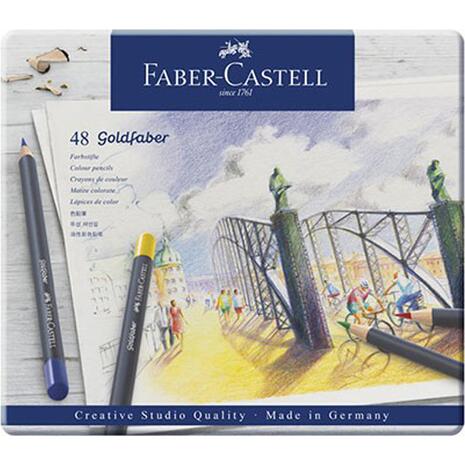 Κασετίνα μεταλλική με ξυλομπογιές FABER CASTELL goldfaber συσκευασία 48 τεμαχίων