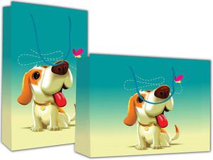 Χάρτινη σακούλα δώρου 26x36Χ12cm "σκυλάκι" (Διάφορα χρώματα)
