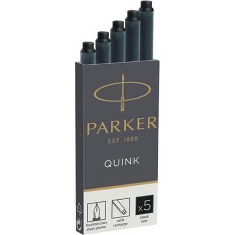 Ανταλλακτικό μελάνι για πένα Parker Quink Cartridge μαύρο (συσκευασία των 5 τεμαχίων) (Μαύρο)