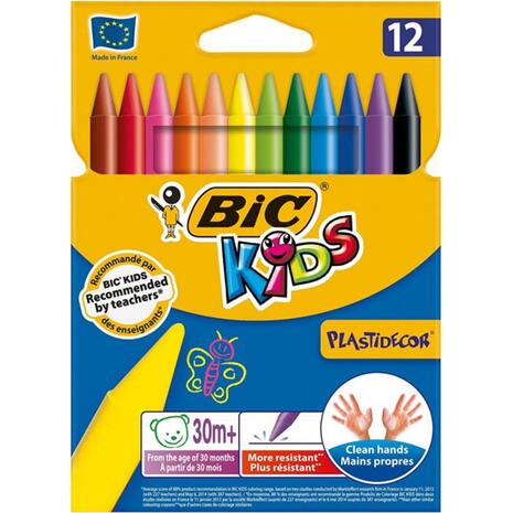 Kηρομπογιές BIC Kids Plastidecor (συσκευασία 12 τεμαχίων) (Διάφορα χρώματα)