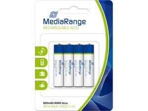 Επαναφορτιζόμενες μπαταρίες MediaRange τύπου AAA 1.2V συσκευασία 4 τεμαχίων