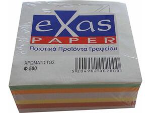 Κύβος σημειώσεων EXAS 9x9cm ακόλλητος χρωματιστός πακέτο 500 φύλλων