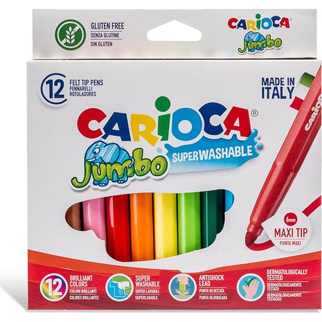 Μαρκαδόροι ζωγραφικής CARIOCA Jumbo Superwashable 5mm (12τεμάχια)