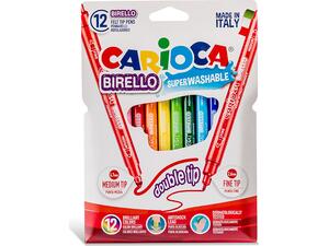 Μαρκαδόροι ζωγραφικής CARIOCA birello double nib Superwashable 2mm - 4mm (12τεμάχια)