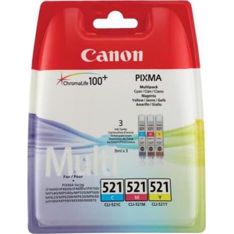 Μελάνι εκτυπωτή Canon CLI-521 Value Pack Cyan-Magenta-Yellow 2934B010