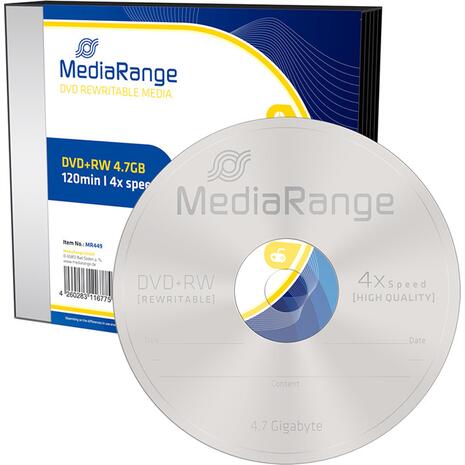 DVD+RW MediaRange 4.7GB 120' 4xSPEED Rewritable Slimcase