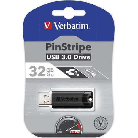 Usb Flafh 32GB Verbatim PinStripe USB 3.0 Black