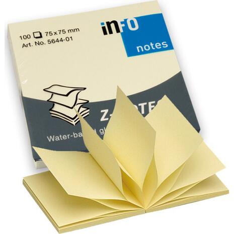 Αυτοκόλλητα χαρτάκια σημειώσεων Info 75x75mm Κίτρινα Ζικ-Ζακ (Κίτρινο)