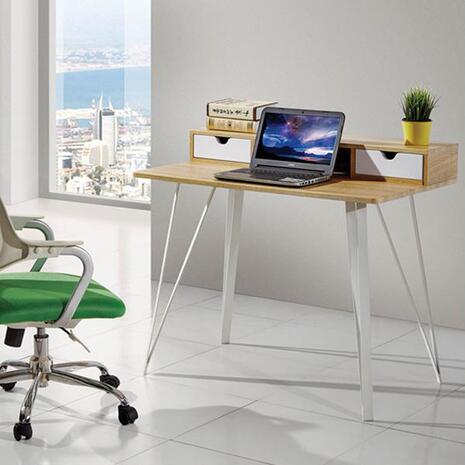 Γραφείο Home Office καφέ με 2 λευκά συρτάρια 87x100x60cm (Καφέ)