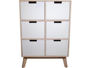 Συρταριέρα γραφείου με 6 λευκά συρτάρια ξύλινη 81,5x57x30cm (Καφέ)
