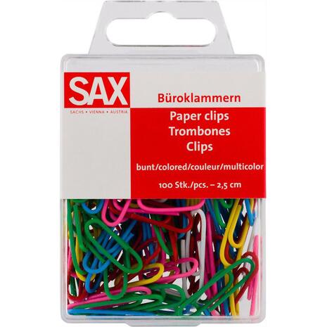 Συνδετήρες Sax 25mm συσκευασία 100 τεμαχίων χρωματιστοί