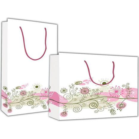 Χάρτινη σακούλα δώρου 40x46x14cm "Σύνθεση Floral" (1 τεμάχιο) (Διάφορα χρώματα)