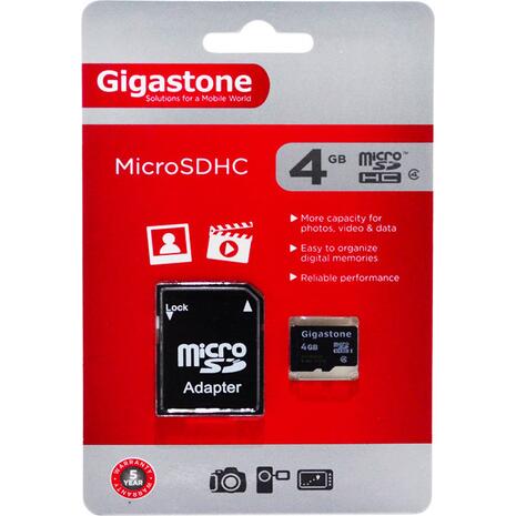 Κάρτα Μνήμης Gigastone MicroSDHC 4GB Class 4 με SD Αντάπτορα EX-08484