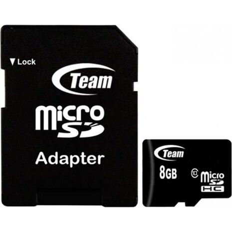 Κάρτα Μνήμης Teamgroup MicroSDHC 8GB Class 10 με SD Αντάπτορα