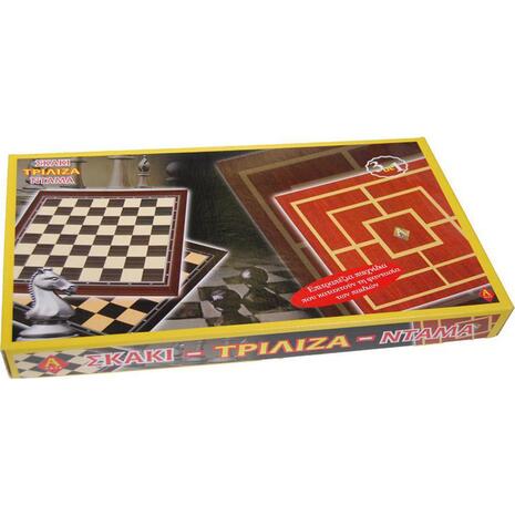 Επιτραπέζιο 3 σε 1 - Σκάκι-Ντάμα-Τρίλιζα (0106)