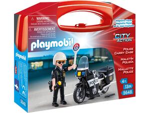 Playmobil Βαλιτσάκι Αστυνόμος με Μοτοσικλέτα (5648).