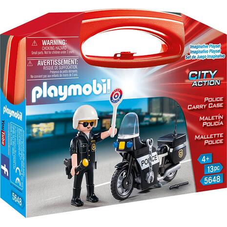 Playmobil Βαλιτσάκι Αστυνόμος με Μοτοσικλέτα (5648).