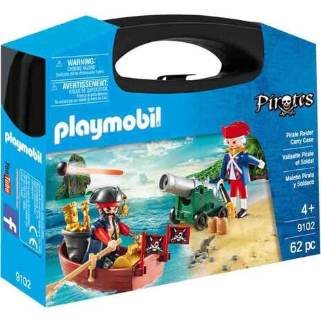 Playmobil Βαλιτσάκι Λιμενoφύλακας Με Kανόνι & Πειρατής Σε Bάρκα Maxi (9102)