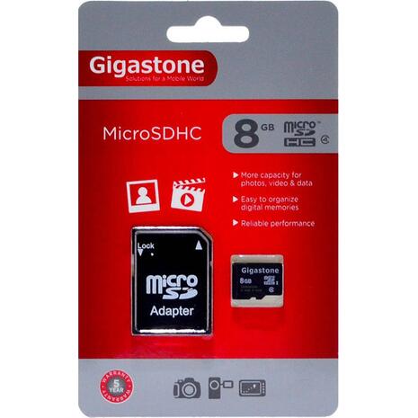 Κάρτα Μνήμης Gigastone MicroSDHC 8GB Class 4 με SD Αντάπτορα EX-08485