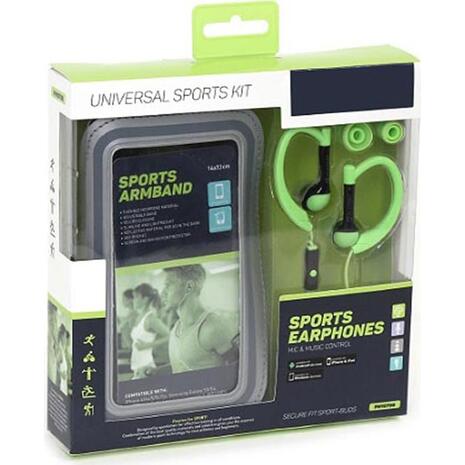 Θήκη μπράτσου Sport Platinet για smartphones με ακουστικά Πράσινο