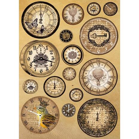 Ριζόχαρτο Stamperia  Decoupage A4 Vintage Clocks