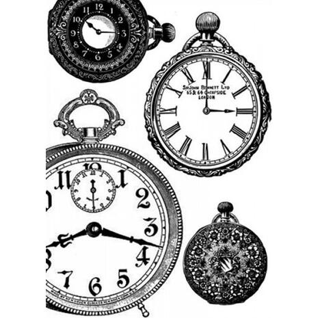 Ριζόχαρτο Stamperia  Decoupage A4 Μαύρα και Λευκά ρολόγια