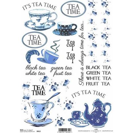 Ριζόχαρτο Decoupage A4 Tea Time-Blue Cups