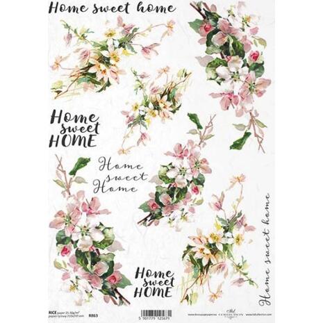 Ριζόχαρτο Decoupage A4  Home Sweet Home - Flowers