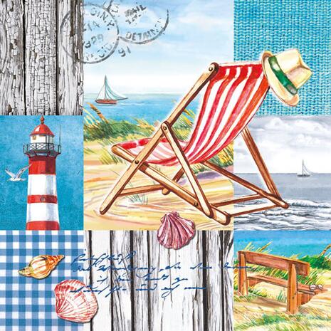 Χαρτοπετσέτα Decoupage  33x33cm Ambiente Beach Chair