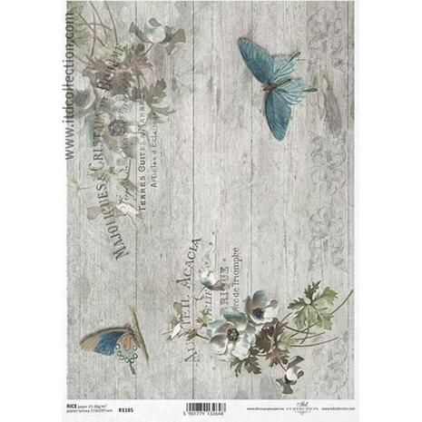 Ριζόχαρτο Decoupage A4 Vintage, Gray Boards & Butterfly