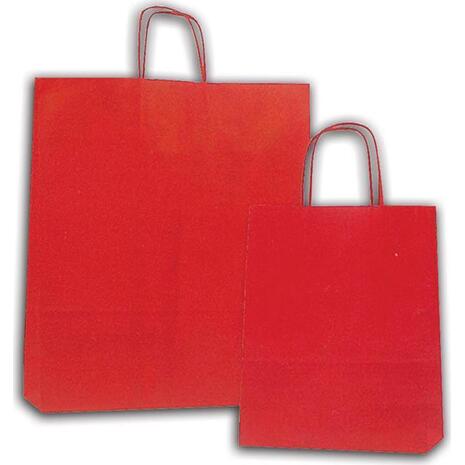 Χάρτινη σακούλα δώρου 41x32x12cm κόκκινη με στριφτό χερούλι (Κόκκινο)