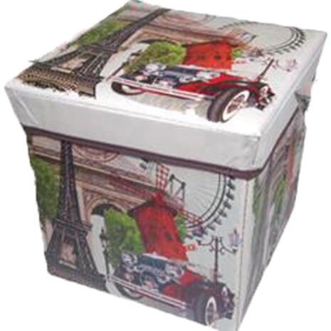Σκαμπό-κουτί αποθήκευσης υφασμάτινο NEXT "Vitange" 30x30x30cm(35420) διάφορα σχέδια (Διάφορα σχέδια)