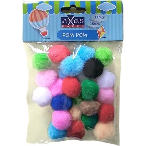 Σφουγγαράκια pom-pom eX-HOBBY 2,5cm συσκευασία 25 τεμαχίων