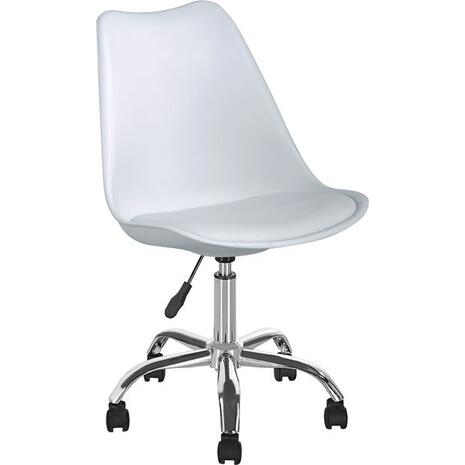 MARTIN Καρέκλα Γραφείου Χρώμιο PP Άσπρο, Κάθισμα: Pu Άσπρο Μονταρισμένη Ταπετσαρία Συσκ.1 (ΕΟ201,2W) (Λευκό)