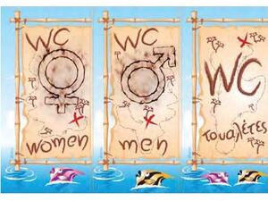 Πινακίδες WC/MAN/WOMEN πειρατές (3x7x14cm) αυτοκόλλητο