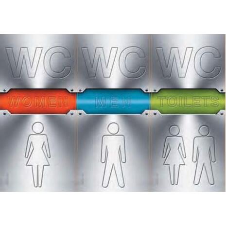 Πινακίδα PVC WC/MEN/WOMEN (3x7x14cm) αυτοκόλλητο