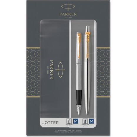 Σετ κασετίνα δώρου Parker Πένα & Στυλό Jotter Core Stainless Steel GT (FP+BP)