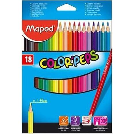 Ξυλομπογιές MAPED Color' Peps (πακέτο 18 τεμαχίων)