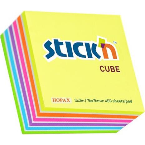 Αυτοκόλλητα χαρτάκια σημειώσεων STICK'N 76x76mm διάφορα χρώματα 400 φύλλα  (Διάφορα χρώματα)