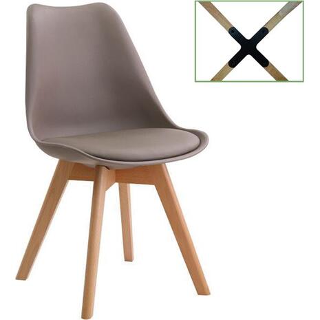 Καρέκλα Κουζίνας - Τραπεζαρίας Martin PP Sand Beige Ξύλινο πόδι Metal Cross 49x56x82cm [Ε-00018533] ΕΜ136,90 (1 τεμάχιο) (Μπεζ)