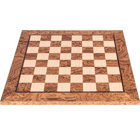 Ξύλινη Χειροποίητη Σκακιέρα WB50J- Wanlut burl & Oak inlaid handcrafted chessboard 50x50cm (Large)