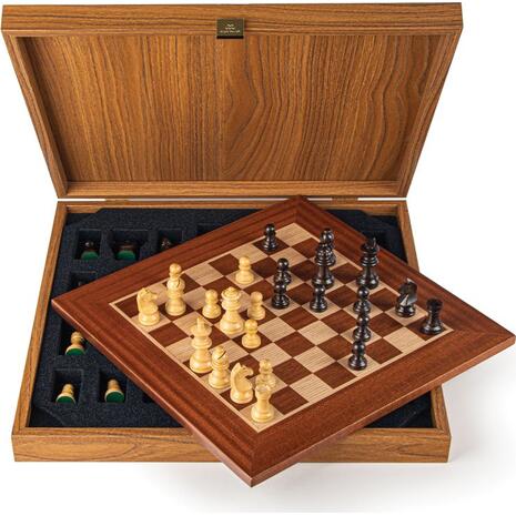Σετ Σκάκι SW4234M - Mahogany Chess set 34x34cm (Small) with Staunton Chessmen 6.5cm King