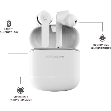 Ακουστικά HIFUTURE earphones FlyBuds, true wireless, με θήκη φόρτισης, λευκό (FLYBUDS-WH)