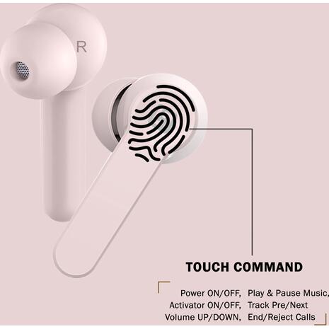 Ακουστικά HIFUTURE earphones FlyBuds, true wireless, με θήκη φόρτισης, ροζ (FLYBUDS-PK)