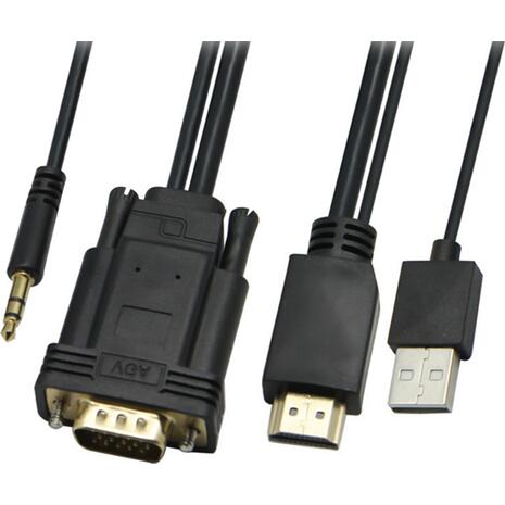 Καλώδιο Powertech HDMI(M) & USB(M) σε VGA(M) & 3.5mm(M), 1080p, 5m CAB-H111
