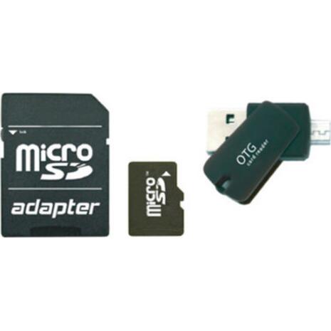 Platinet 8GB 4 in 1 microSDHC + usb & micro usb otg card reader + sd adapter PMMSD8CR4