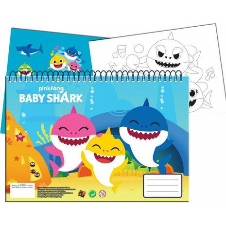 Μπλοκ Ζωγραφικής GIM Baby Shark 23x33cm 40 φύλλων με αυτοκόλλητα  (334-64416)