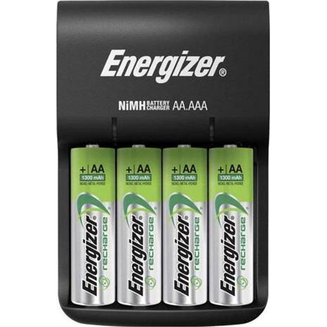 Φορτιστής Μπαταριών Energizer ACCU Recharge Base για AA/AAA με 4 ΑΑ Μπαταρίες 1300mAh και LED Ένδειξη Φόρτισης