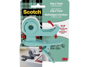 Βάση κολλητικής ταινίας σελοτέιπ 3Μ SCOTCH CLIP & TWIST 19mmx8,89m teal