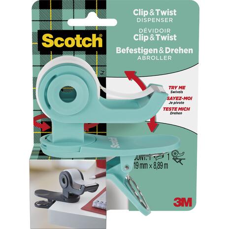 Βάση κολλητικής ταινίας σελοτέιπ 3Μ SCOTCH CLIP & TWIST 19mmx8,89m teal